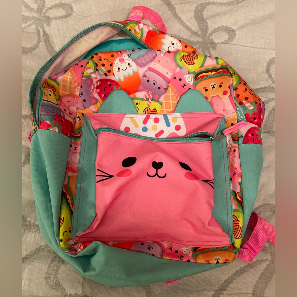 Pink and Green Treat and Cat Face Bag